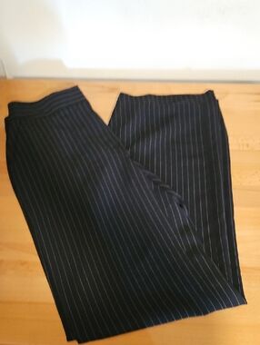 DKNY Black Pinstripe Wide-Leg Pants 4